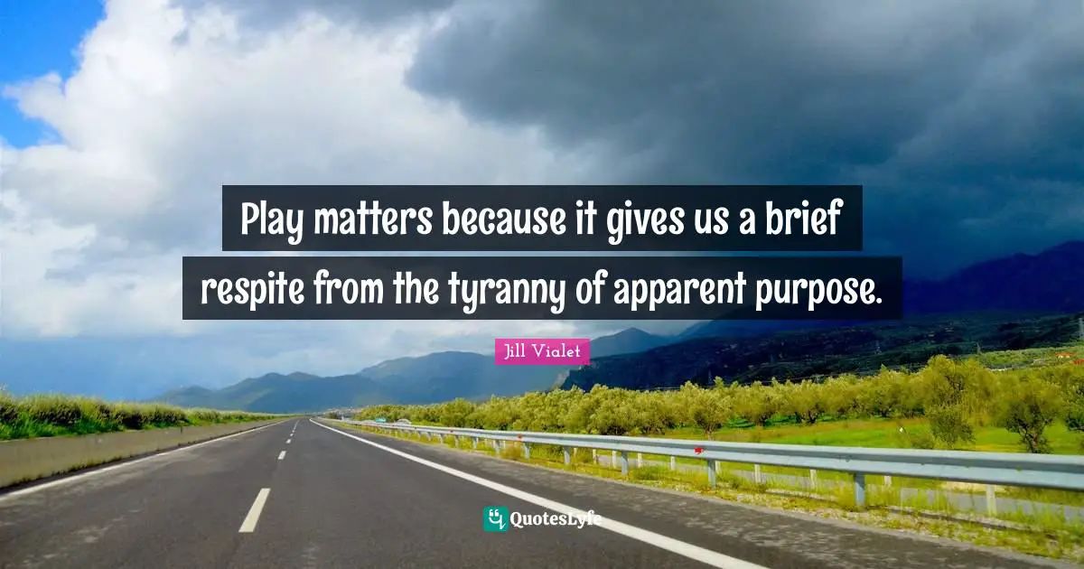 Play matters because it gives us a brief respite from the tyranny of apparent purpose.