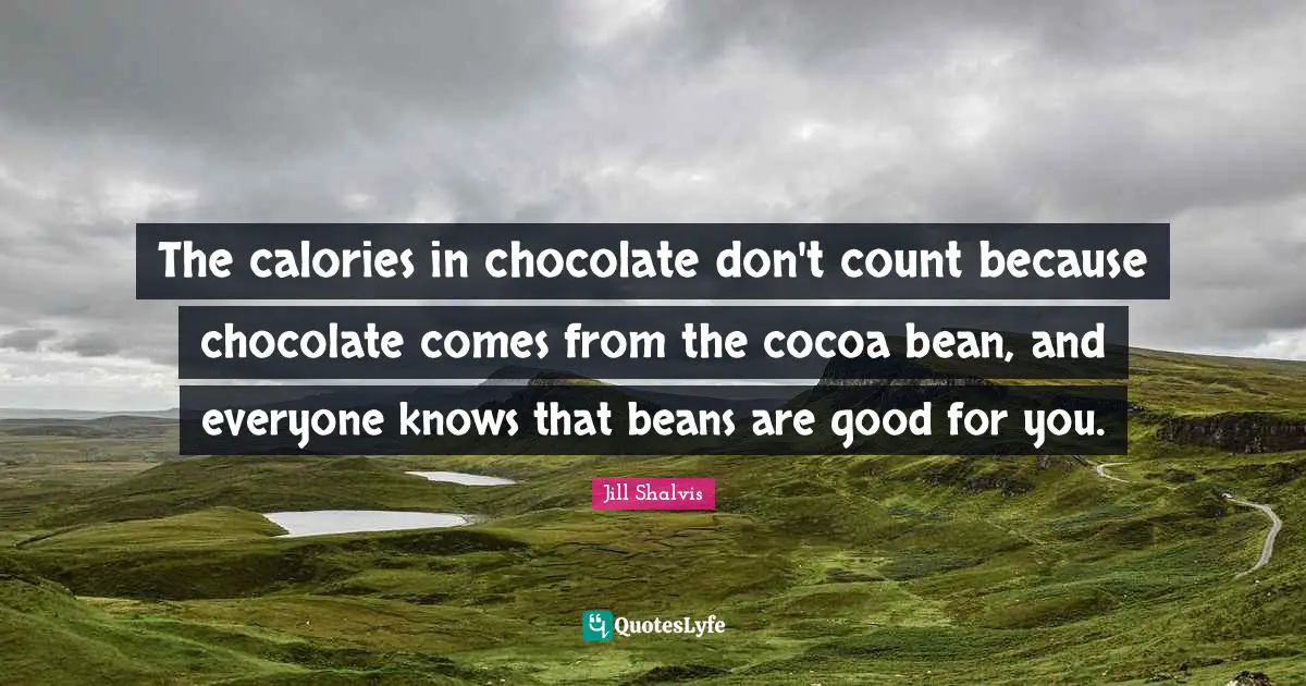 The calories in chocolate don't count because chocolate comes from the cocoa bean, and everyone knows that beans are good for you.