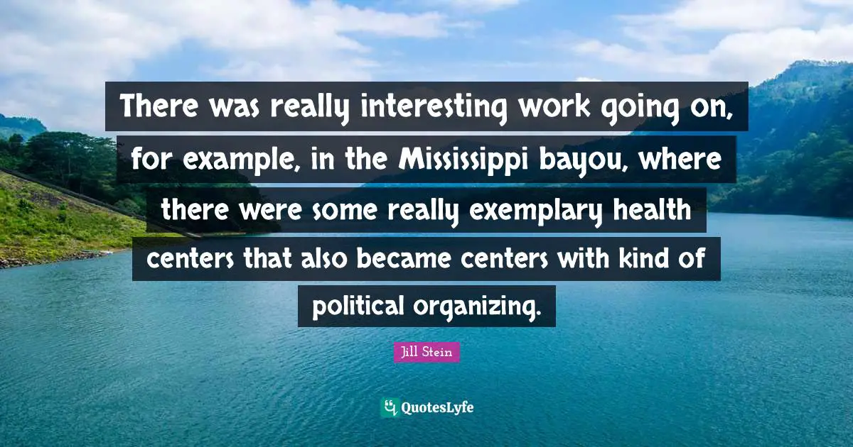 There was really interesting work going on, for example, in the Mississippi bayou, where there were some really exemplary health centers that also became centers with kind of political organizing.