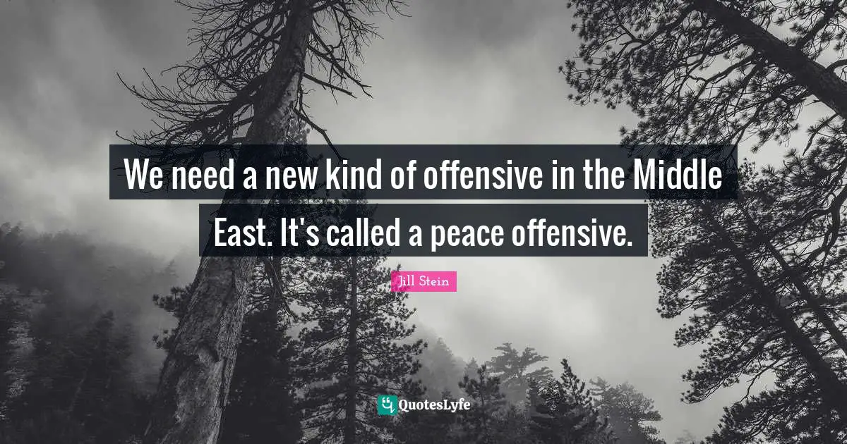 We need a new kind of offensive in the Middle East. It's called a peace offensive.