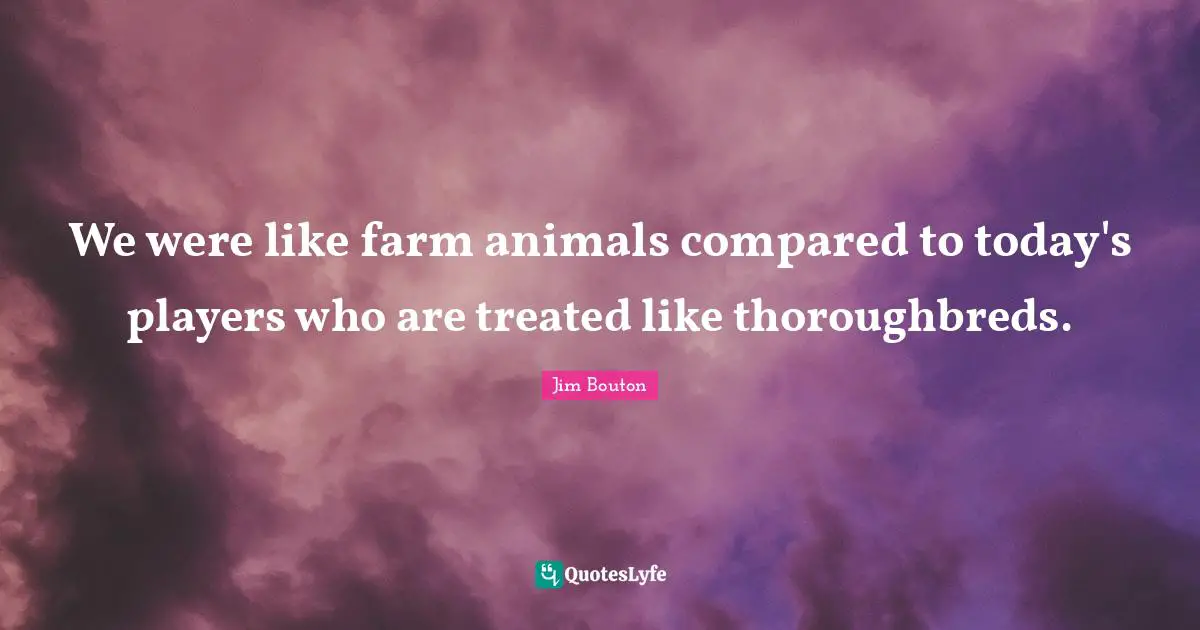 We were like farm animals compared to today's players who are treated like thoroughbreds.