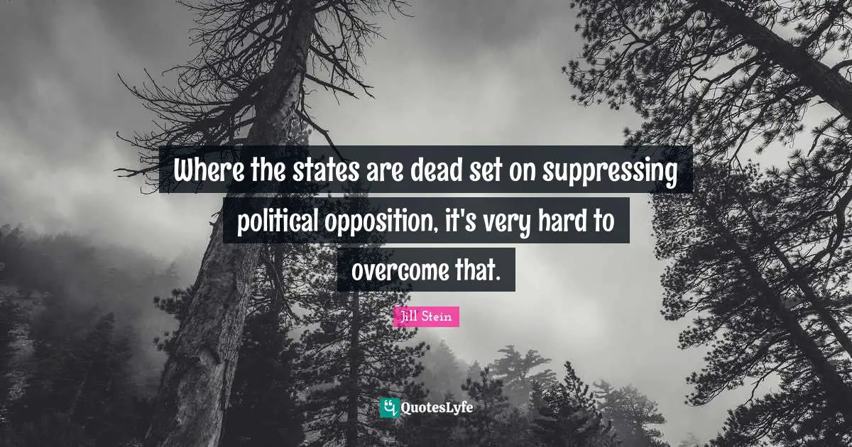 Where the states are dead set on suppressing political opposition, it's very hard to overcome that.