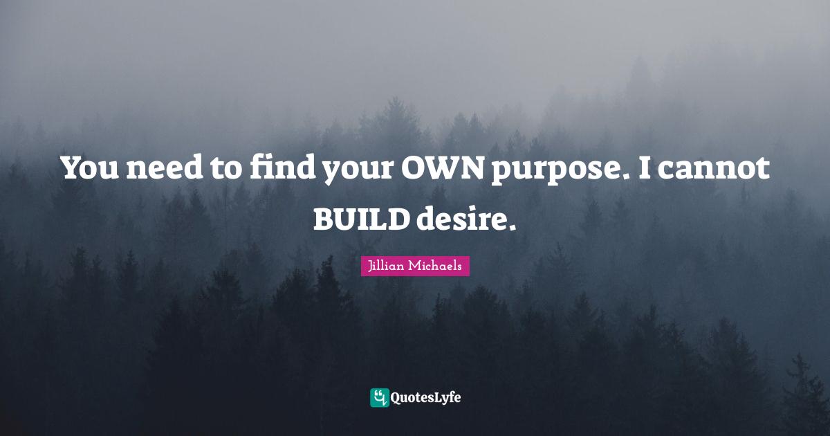 You need to find your OWN purpose. I cannot BUILD desire.... Quote by