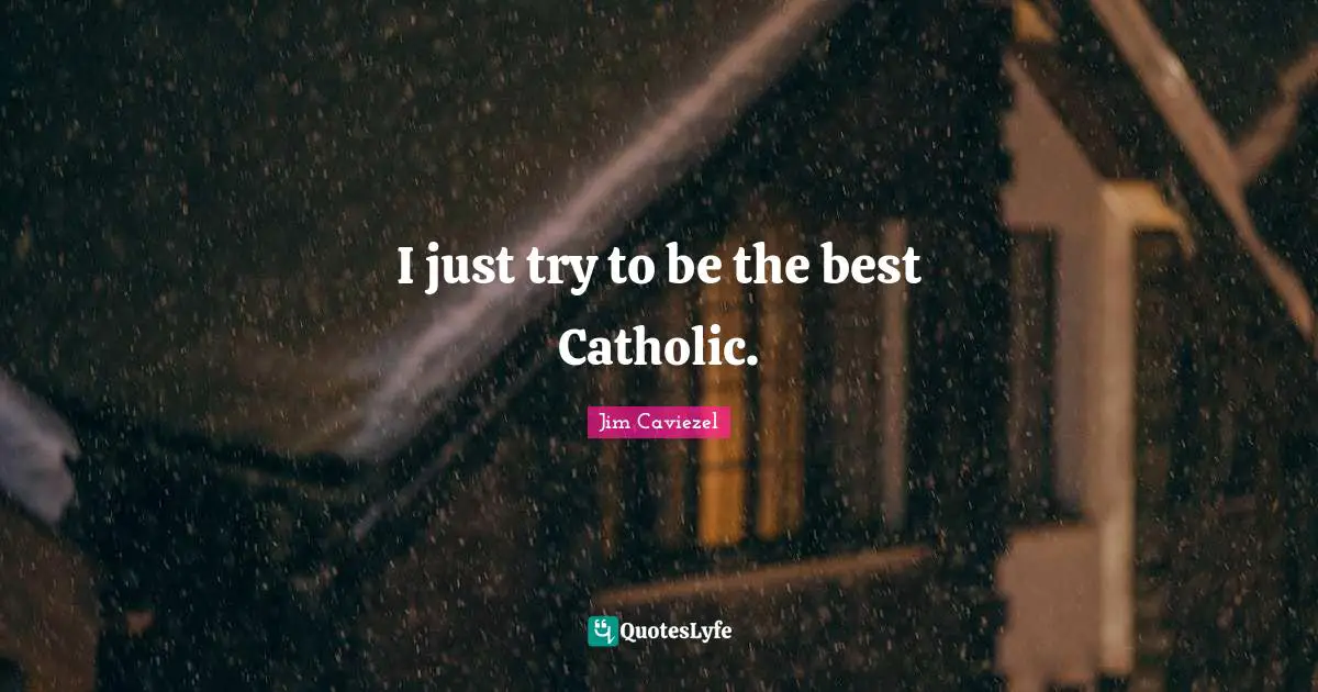 I just try to be the best Catholic.