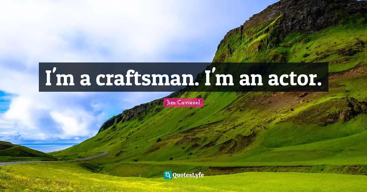 I'm a craftsman. I'm an actor.