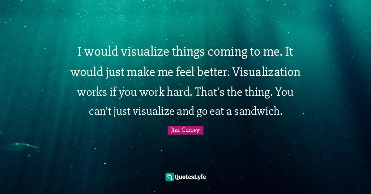 Jim Carrey Quotes: "I would visualize things coming to me. It would just make me feel better. Visualization works if you work hard. That's the thing. You can't just visualize and go eat a sandwich."