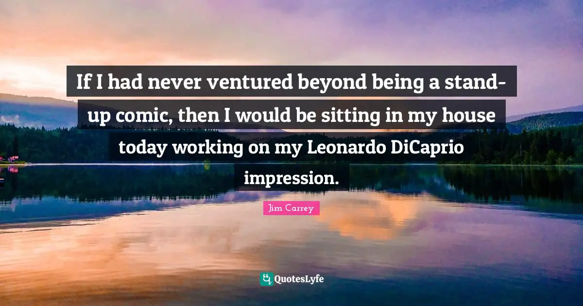 If I had never ventured beyond being a stand-up comic, then I would be sitting in my house today working on my Leonardo DiCaprio impression.