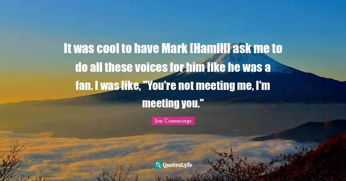 It was cool to have Mark [Hamill] ask me to do all these voices for him like he was a fan. I was like, "You're not meeting me, I'm meeting you."