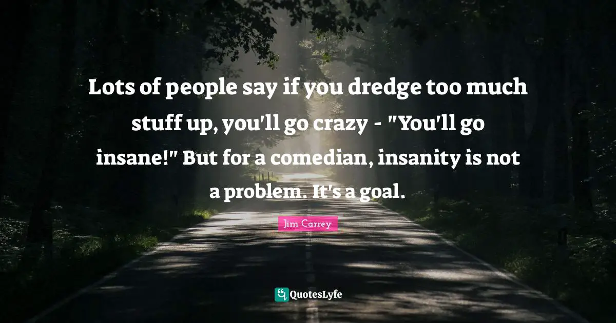 Lots of people say if you dredge too much stuff up, you'll go crazy - "You'll go insane!" But for a comedian, insanity is not a problem. It's a goal.