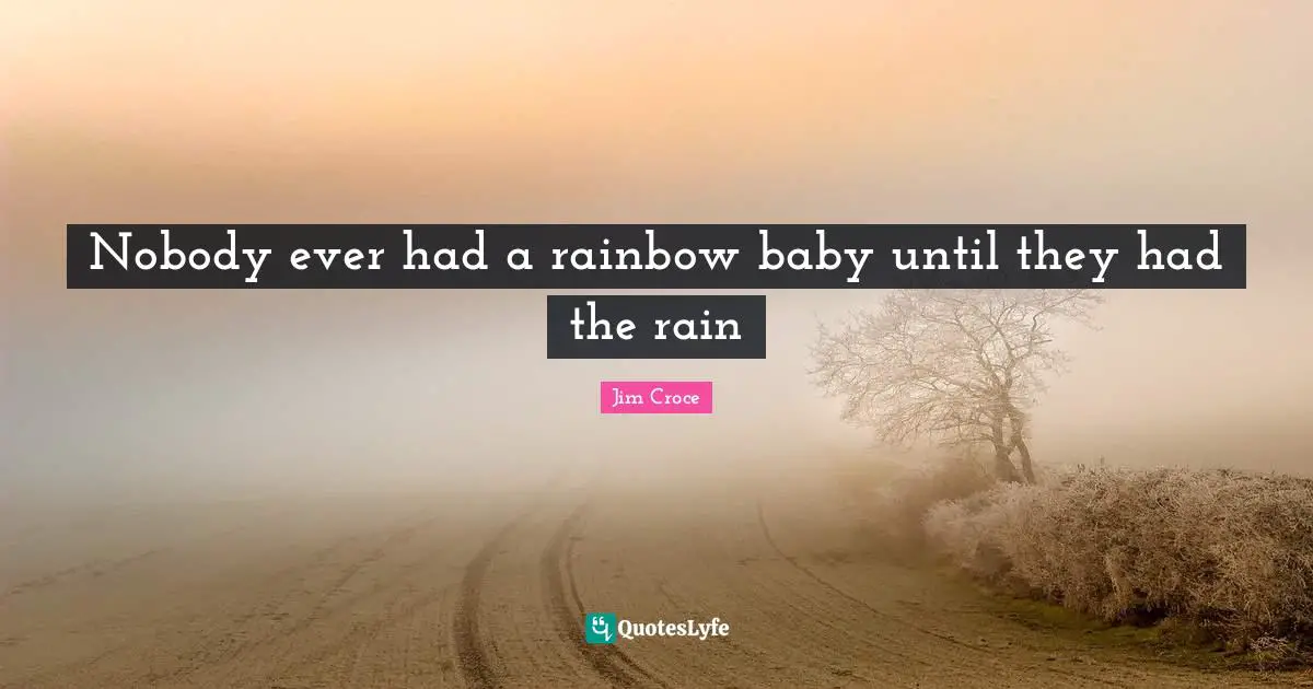Nobody ever had a rainbow baby until they had the rain