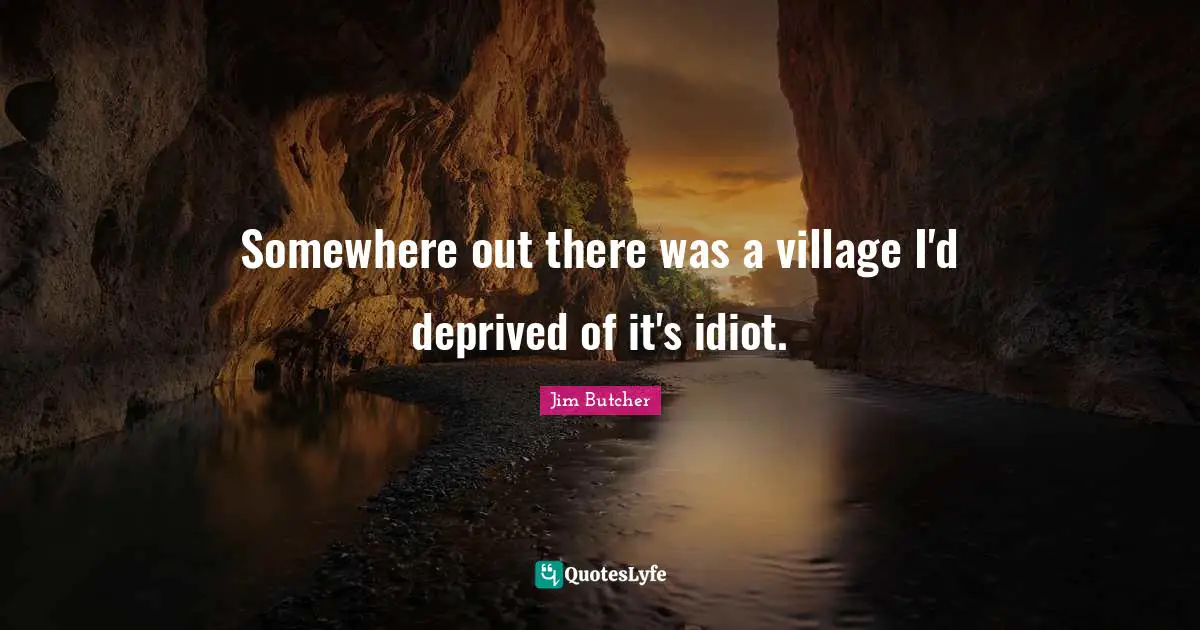 Somewhere out there was a village I'd deprived of it's idiot.