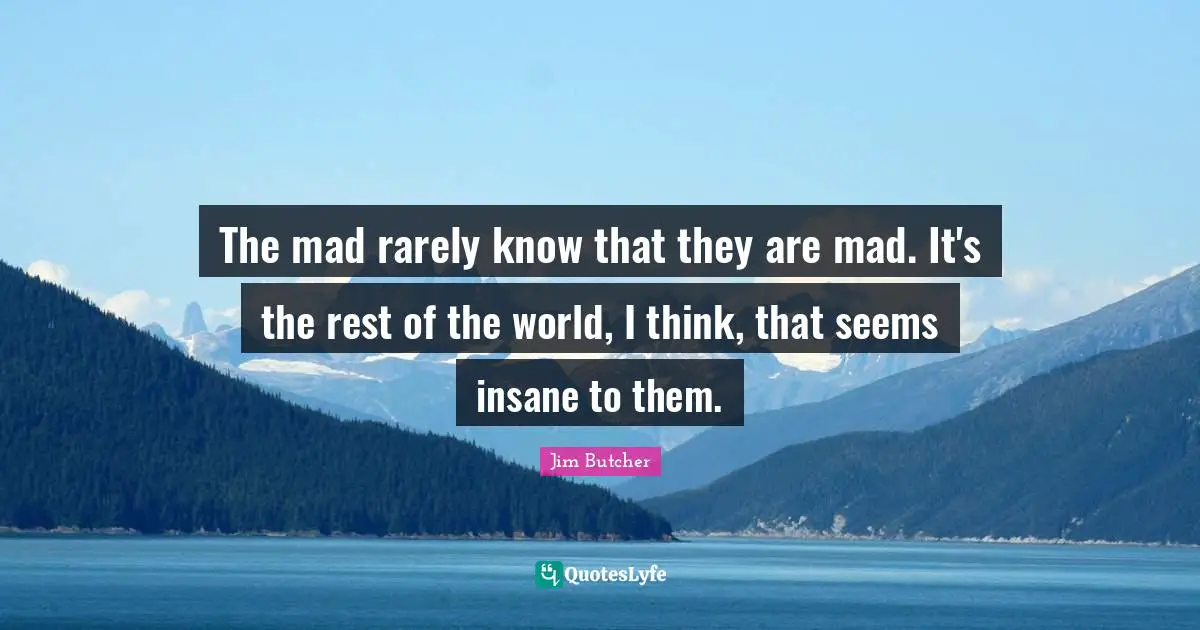The mad rarely know that they are mad. It's the rest of the world, I think, that seems insane to them.