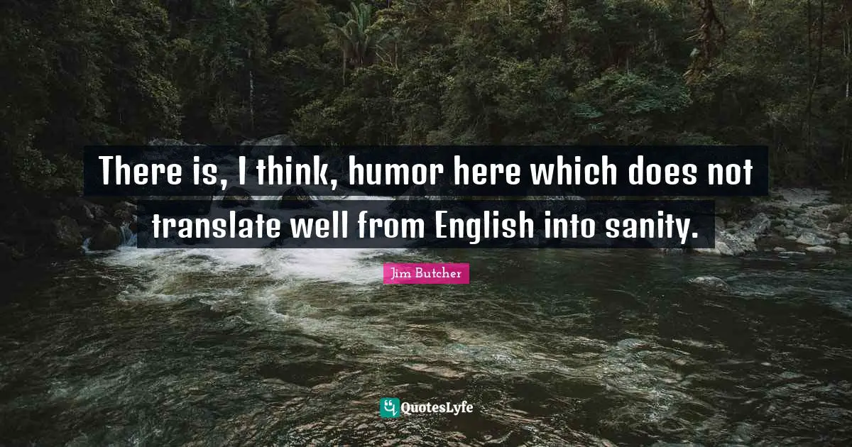 There is, I think, humor here which does not translate well from English into sanity.