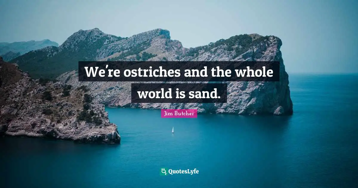Jim Butcher Quotes: We're ostriches and the whole world is sand.