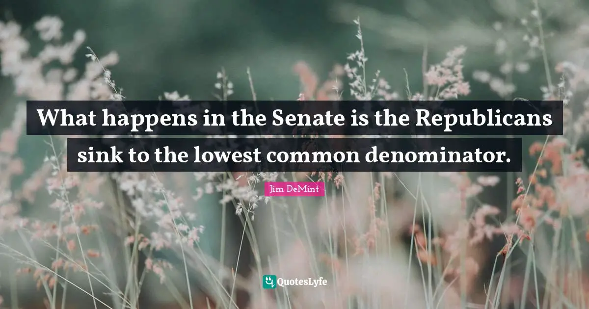 What happens in the Senate is the Republicans sink to the lowest common denominator.
