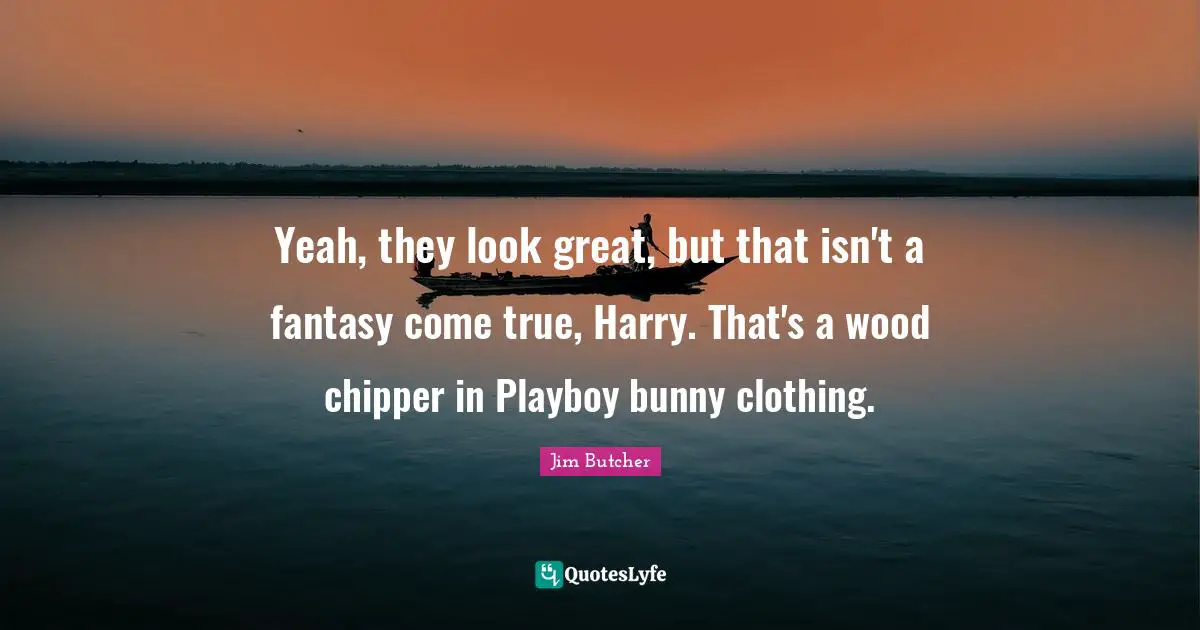 Yeah, they look great, but that isn't a fantasy come true, Harry. That's a wood chipper in Playboy bunny clothing.