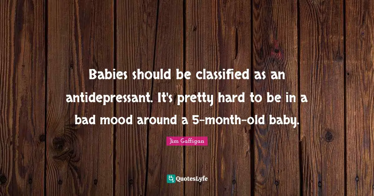 Jim Gaffigan Quotes: "Babies should be classified as an antidepressant. It's pretty hard to be in a bad mood around a 5-month-old baby."