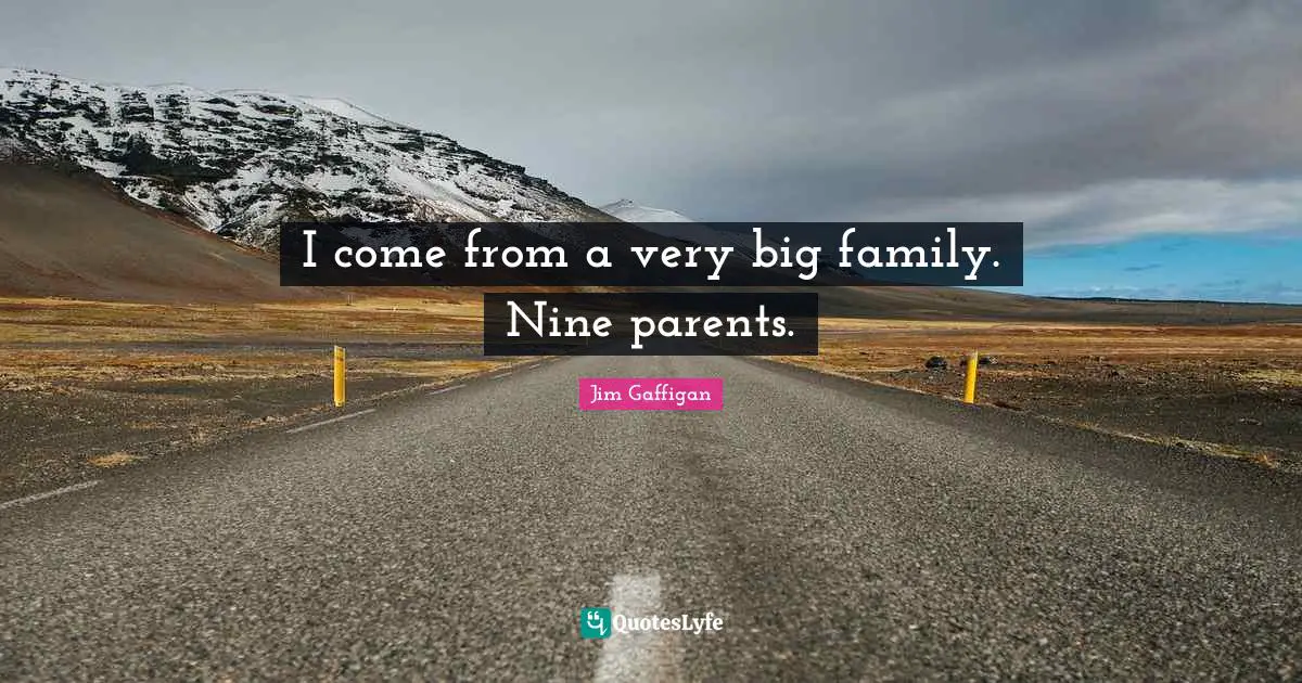 Jim Gaffigan Quotes: "I come from a very big family. Nine parents."