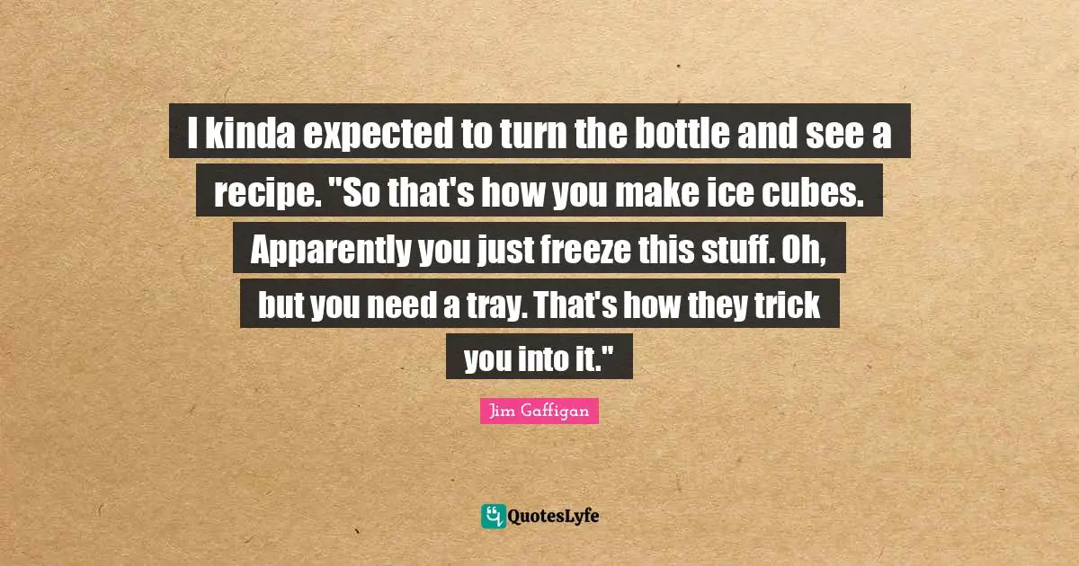 I kinda expected to turn the bottle and see a recipe. "So that's how you make ice cubes. Apparently you just freeze this stuff. Oh, but you need a tray. That's how they trick you into it."