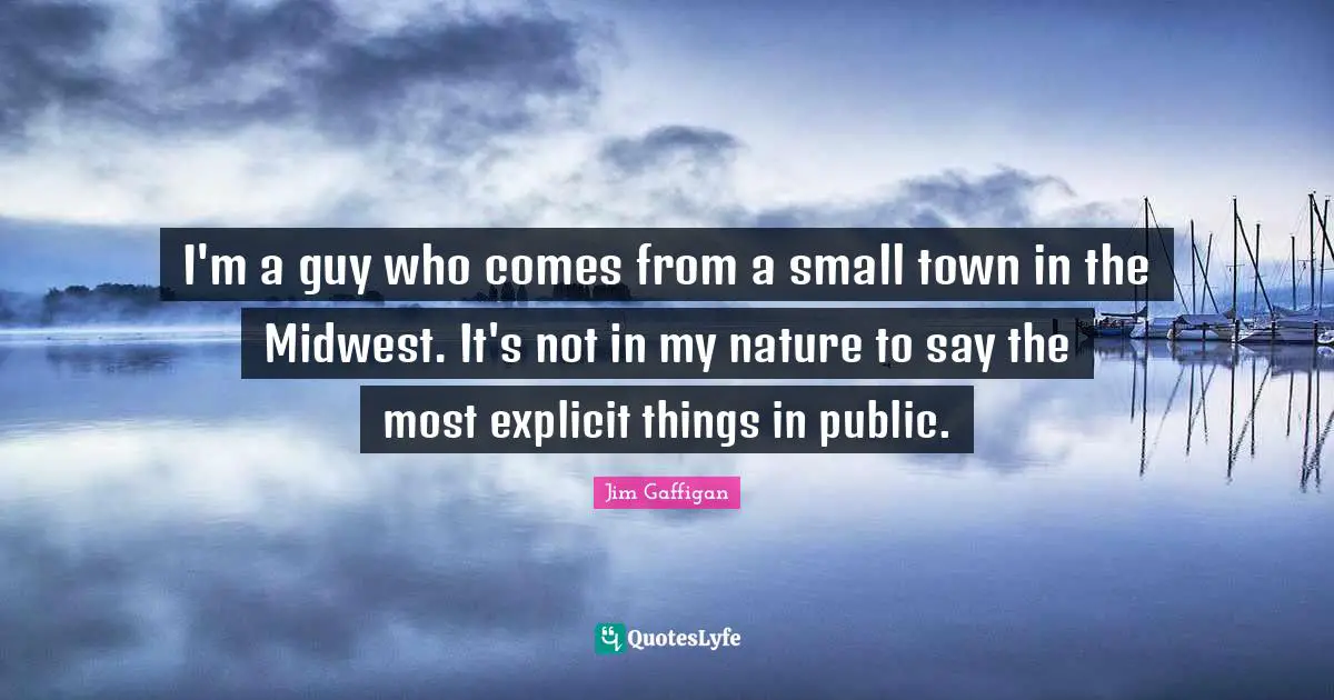 Explicit Quotes: "I'm a guy who comes from a small town in the Midwest. It's not in my nature to say the most explicit things in public."