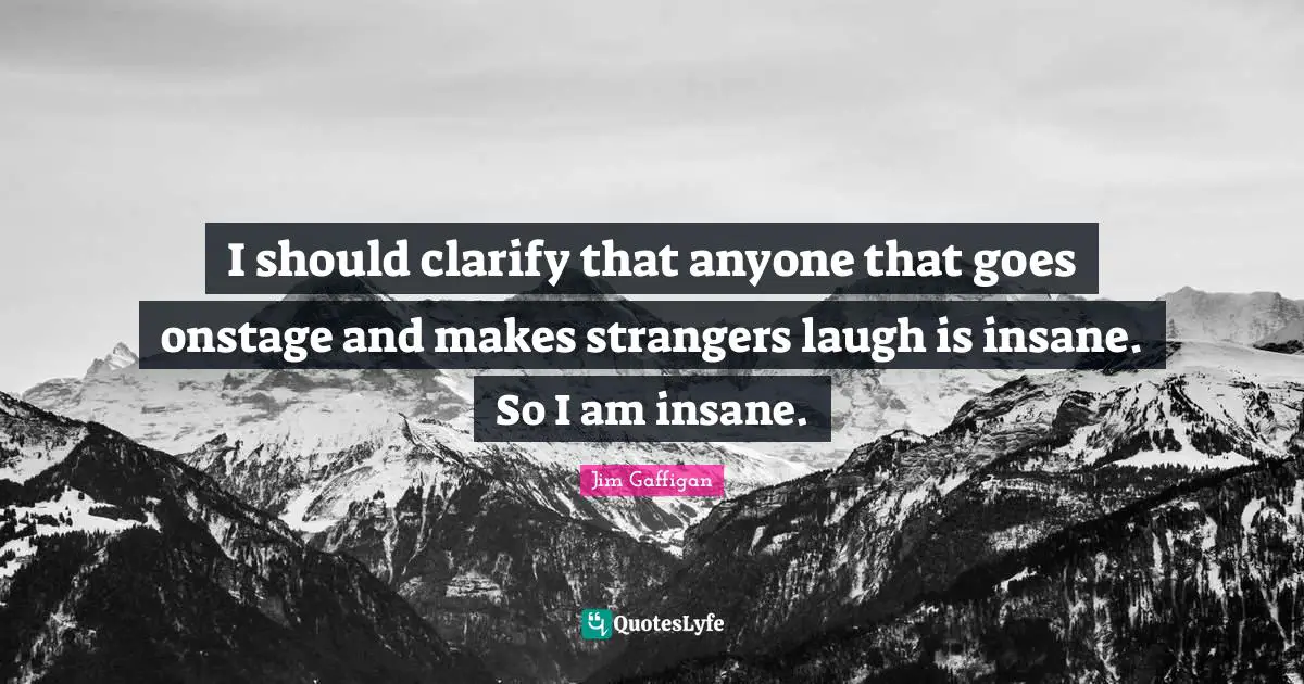 I should clarify that anyone that goes onstage and makes strangers laugh is insane. So I am insane.