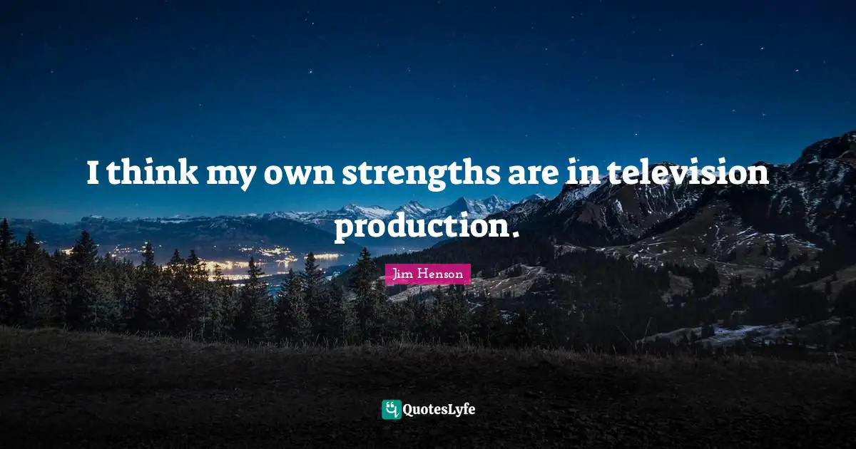 I think my own strengths are in television production.