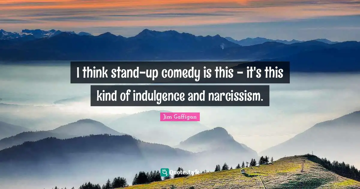 I think stand-up comedy is this - it's this kind of indulgence and narcissism.