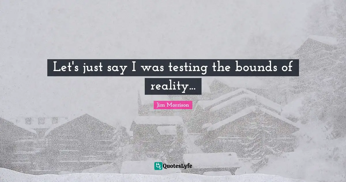 Bounds Quotes: "Let's just say I was testing the bounds of reality..."