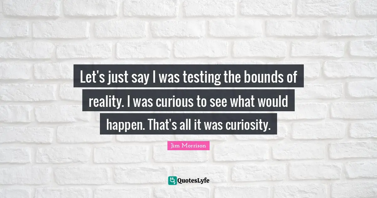 Let's just say I was testing the bounds of reality. I was curious to see what would happen. That's all it was curiosity.