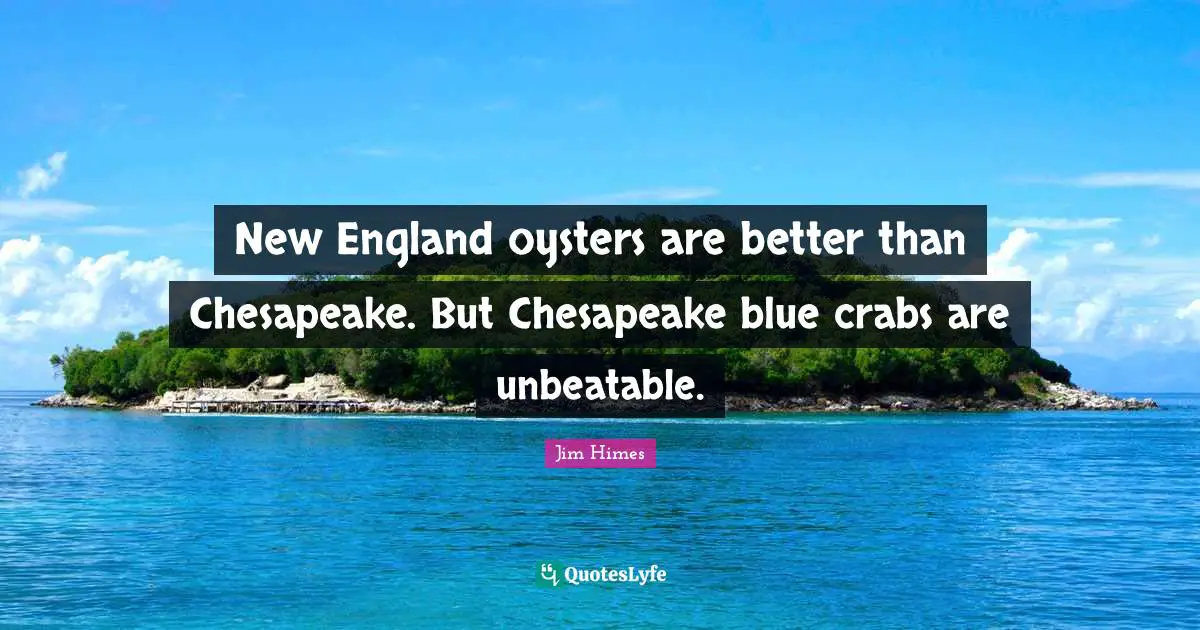 New England oysters are better than Chesapeake. But Chesapeake blue crabs are unbeatable.