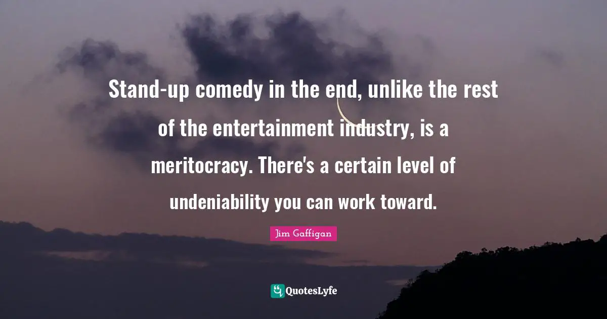 Stand-up comedy in the end, unlike the rest of the entertainment industry, is a meritocracy. There's a certain level of undeniability you can work toward.