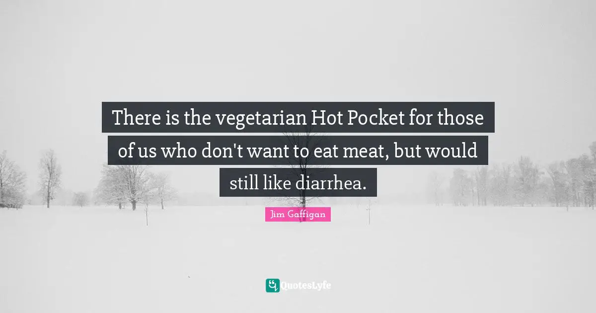 Jim Gaffigan Quotes: "There is the vegetarian Hot Pocket for those of us who don't want to eat meat, but would still like diarrhea."