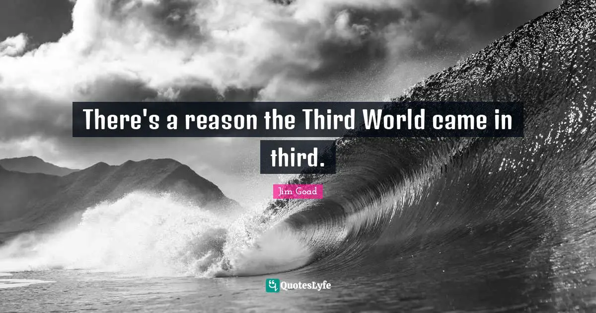 Jim Goad Quotes: "There's a reason the Third World came in third."