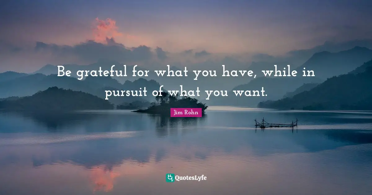 Be grateful for what you have, while in pursuit of what you want.