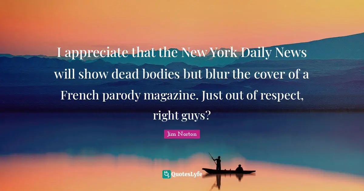 I appreciate that the New York Daily News will show dead bodies but blur the cover of a French parody magazine. Just out of respect, right guys?