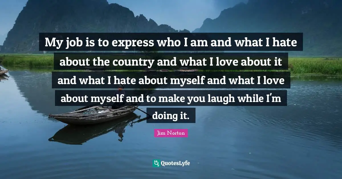 My job is to express who I am and what I hate about the country and what I love about it and what I hate about myself and what I love about myself and to make you laugh while I'm doing it.