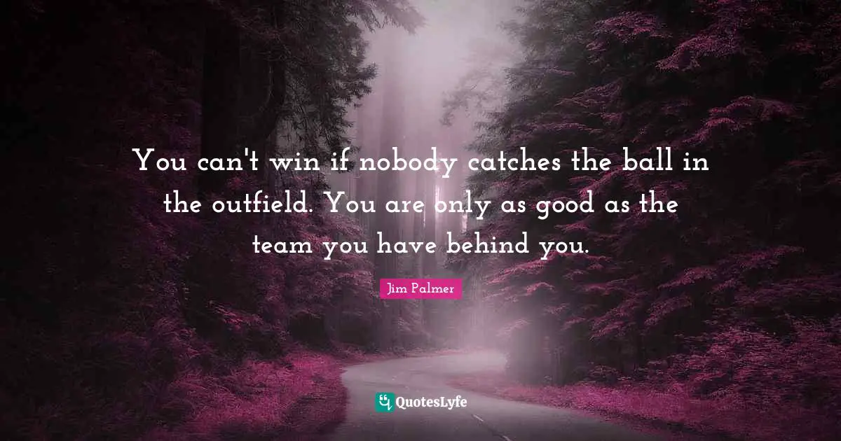 Can T Win Quotes: "You can't win if nobody catches the ball in the outfield. You are only as good as the team you have behind you."
