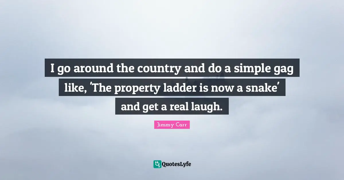 I go around the country and do a simple gag like, 'The property ladder is now a snake' and get a real laugh.