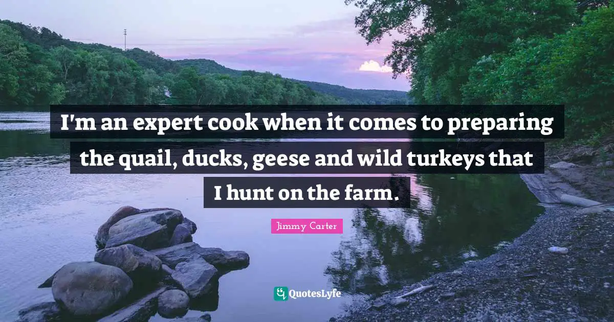 Geese Quotes: "I'm an expert cook when it comes to preparing the quail, ducks, geese and wild turkeys that I hunt on the farm."
