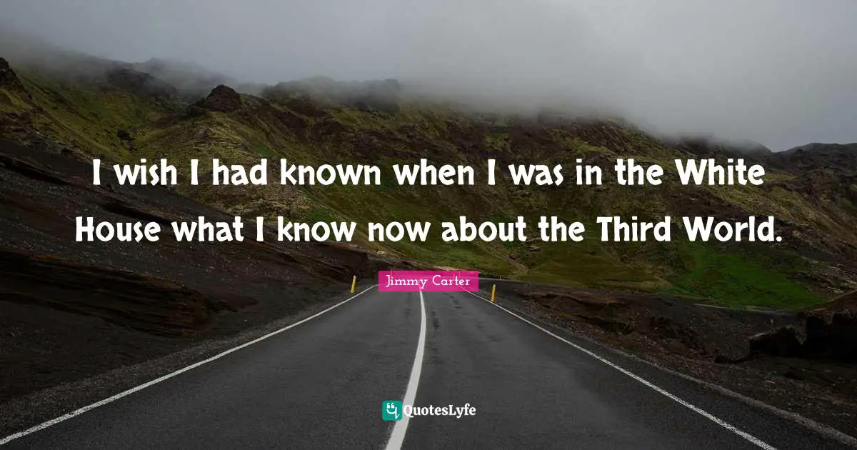 I wish I had known when I was in the White House what I know now about the Third World.