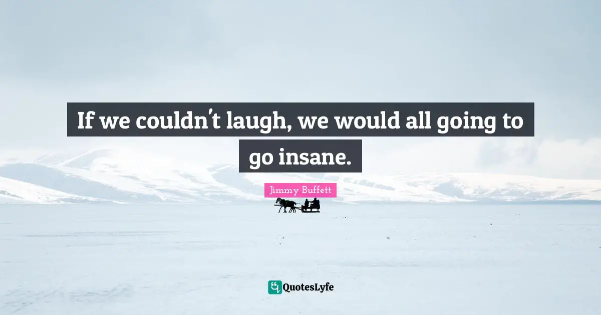 If we couldn't laugh, we would all going to go insane.
