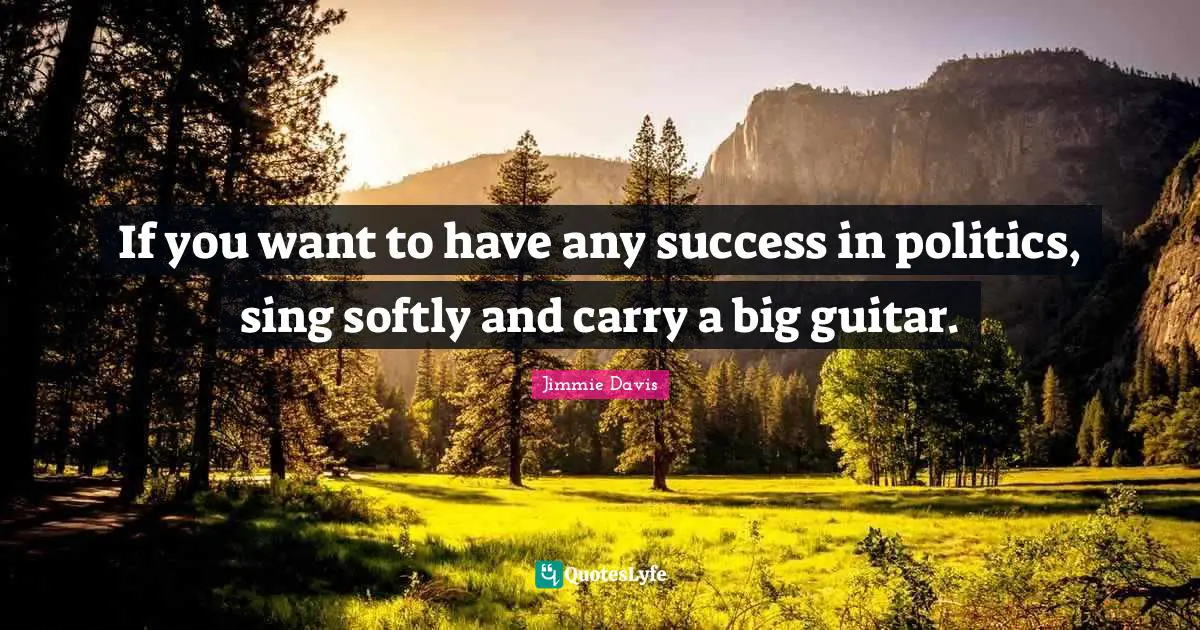 If you want to have any success in politics, sing softly and carry a big guitar.