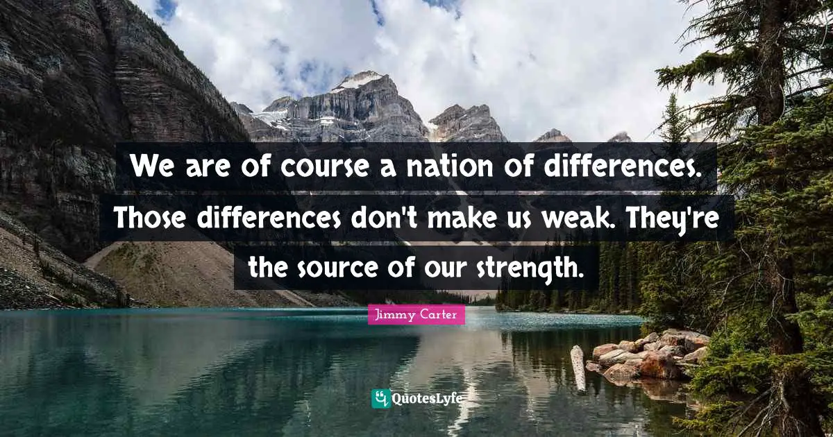 We are of course a nation of differences. Those differences don't make us weak. They're the source of our strength.