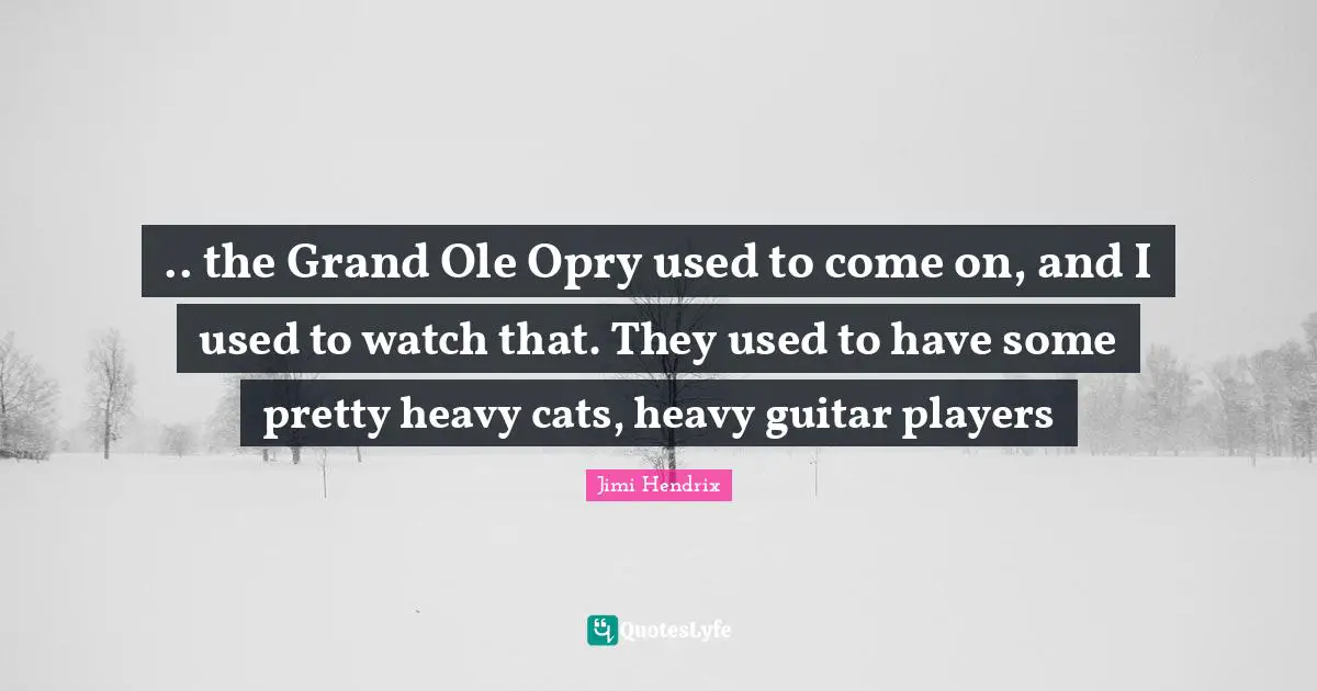 .. the Grand Ole Opry used to come on, and I used to watch that. They used to have some pretty heavy cats, heavy guitar players