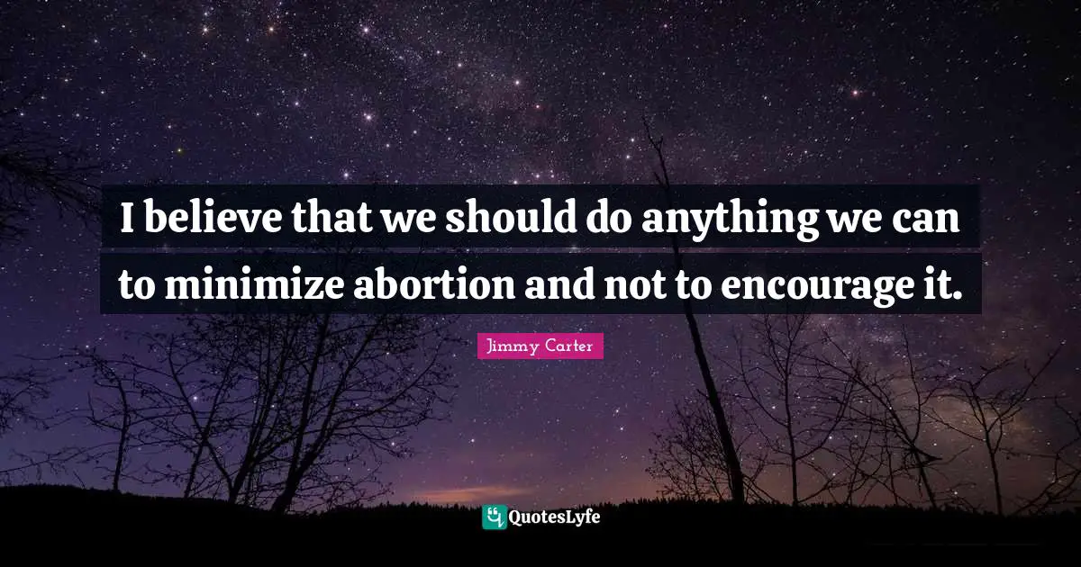 I believe that we should do anything we can to minimize abortion and not to encourage it.