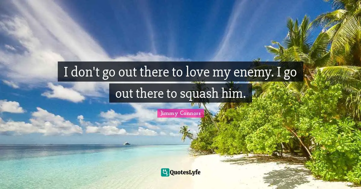 I don't go out there to love my enemy. I go out there to squash him.