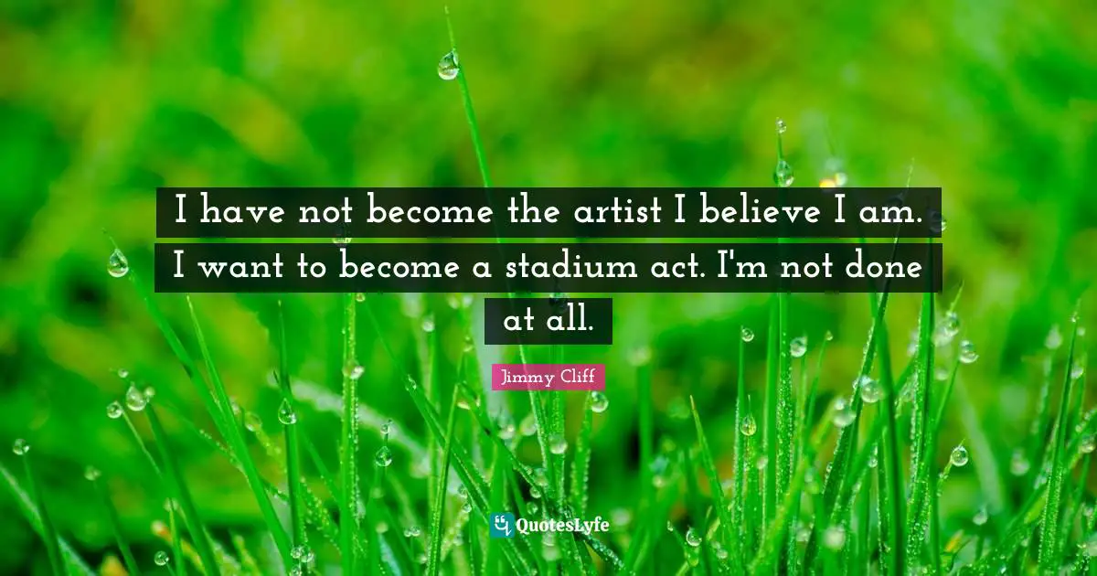 I have not become the artist I believe I am. I want to become a stadium act. I'm not done at all.