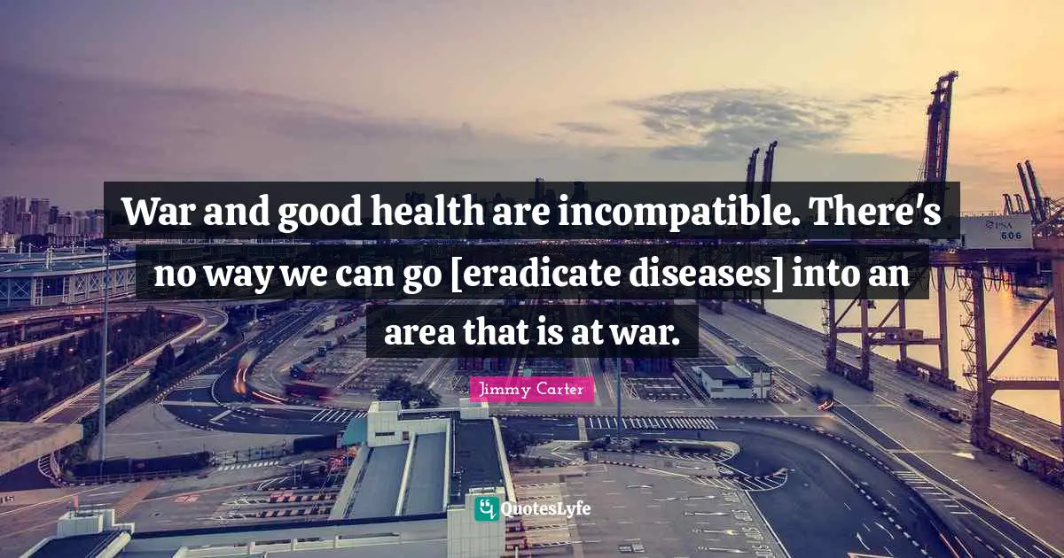 War and good health are incompatible. There's no way we can go [eradicate diseases] into an area that is at war.