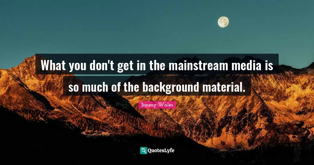 What you don't get in the mainstream media is so much of the background material.