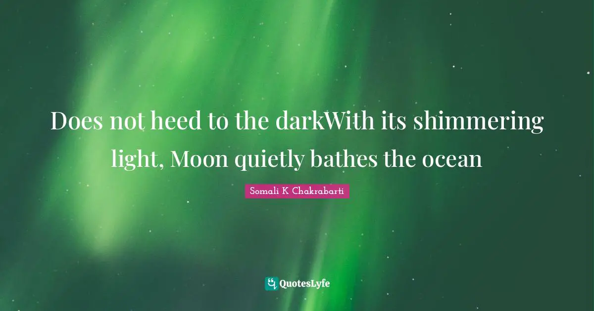 Does not heed to the darkWith its shimmering light, Moon quietly bathes the ocean